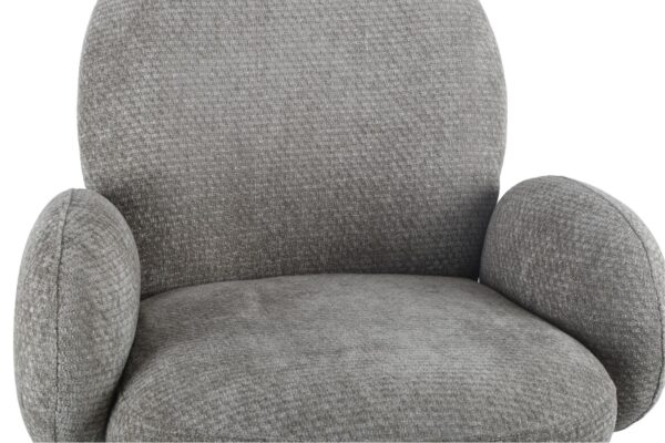 Lugo Grey Fabric Swivel Dining Armchair with Black Legs - Image 6