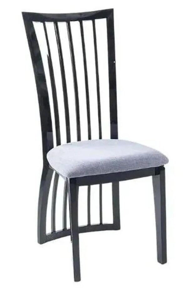 Venito Black High Gloss Slatted Back Dining Chair With Grey Seat Pads - Image 2
