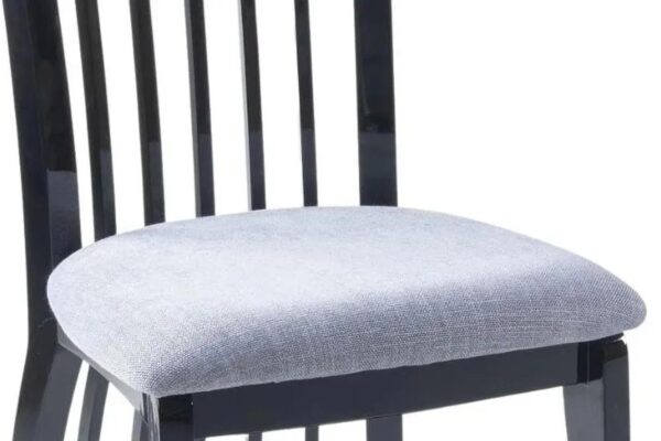 Venito Black High Gloss Slatted Back Dining Chair With Grey Seat Pads - Image 4