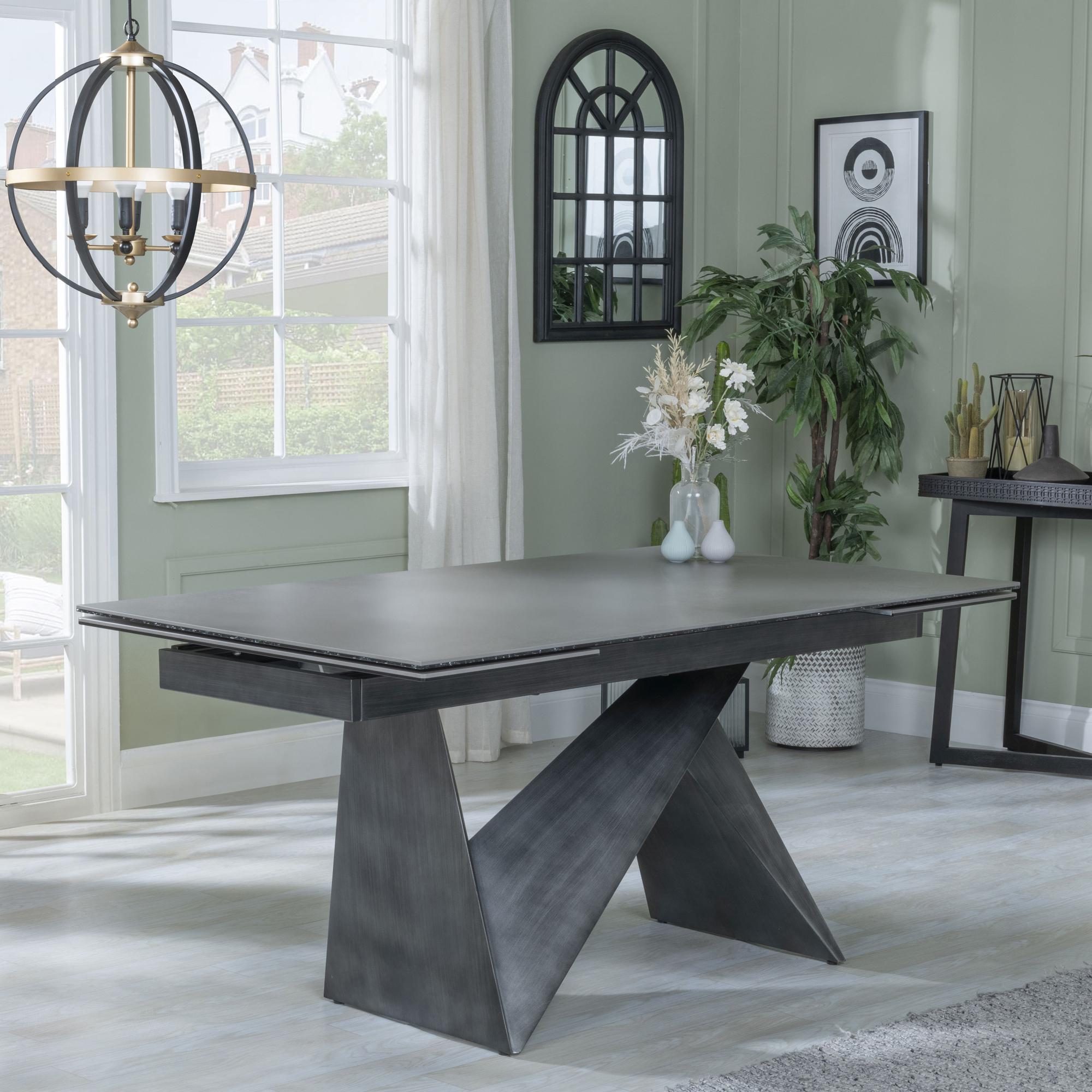 Lincoln Dark Grey Ceramic Extending Dining Table 160cm – 240cm
