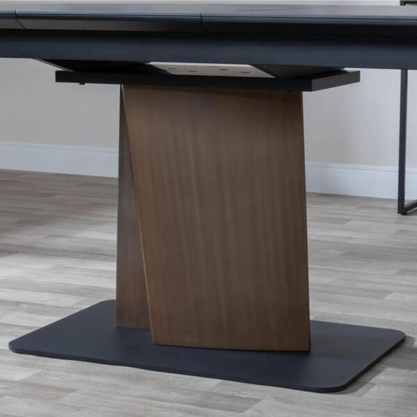 Gino Black Ceramic Extending Dining Table With Bronze Pedestal Base 160cm - 200cm - Image 6