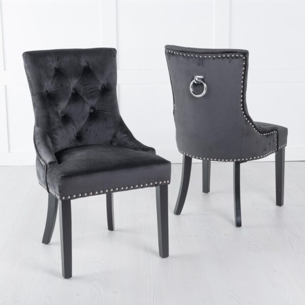 Monte KnockerBack Velvet Fabric Dining Chair with Black Legs - Image 3