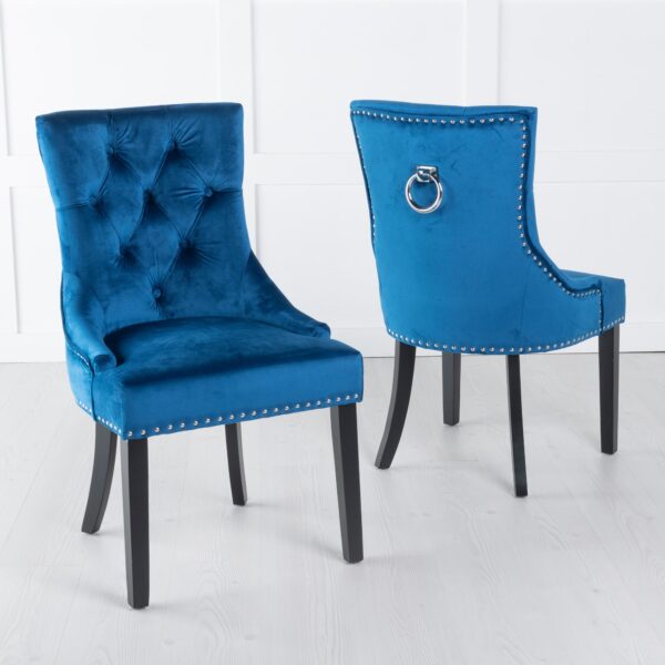 Monte KnockerBack Velvet Fabric Dining Chair with Black Legs - Image 4
