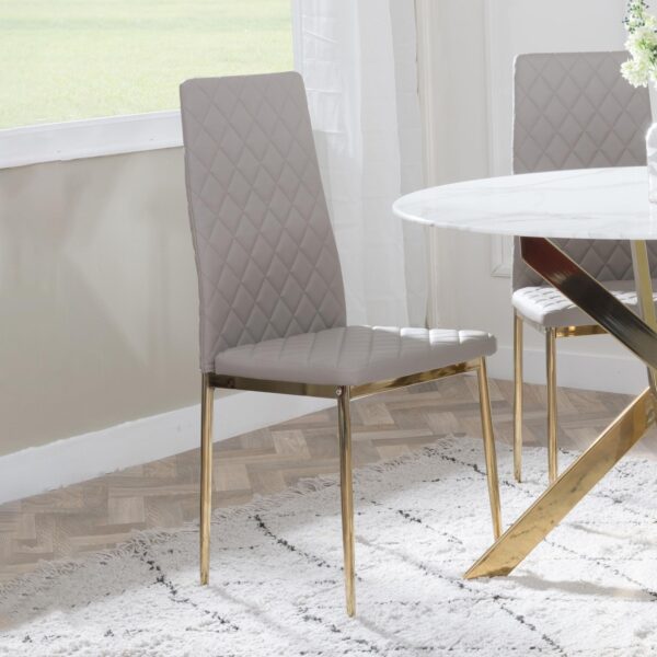 Salvo Dining Chairs Leather and Gold Metal Legs - Image 2