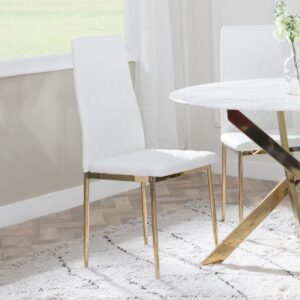 Salvo Dining Chairs Leather and Gold Metal Legs