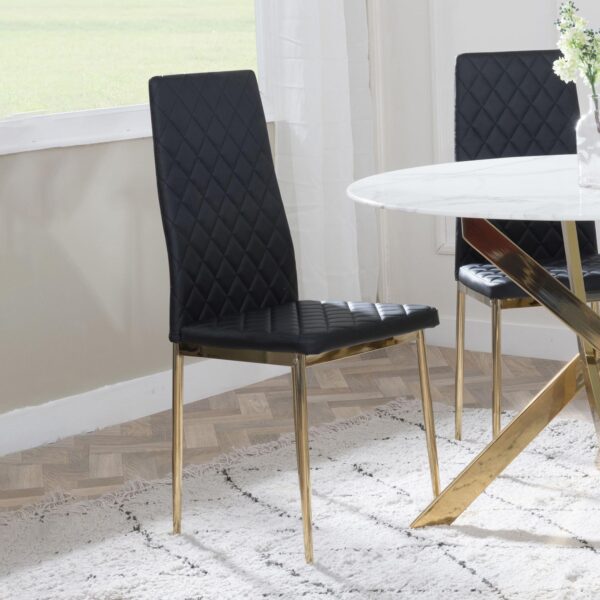 Salvo Dining Chairs Leather and Gold Metal Legs - Image 4