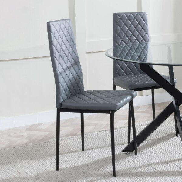 Salvo Dining Chairs Leather and Black Metal Legs - Image 2