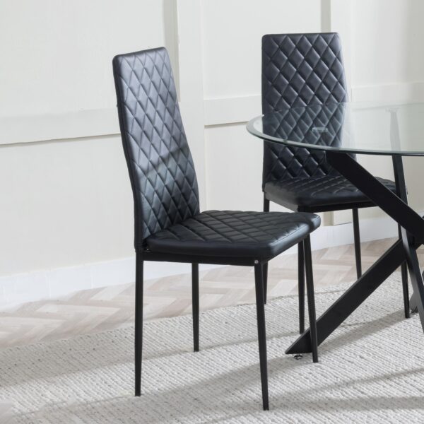 Salvo Dining Chairs Leather and Black Metal Legs - Image 3