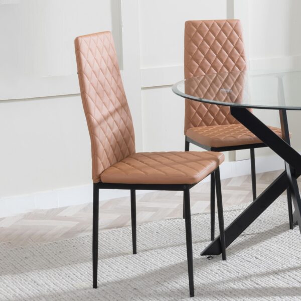 Salvo Dining Chairs Leather and Black Metal Legs - Image 4