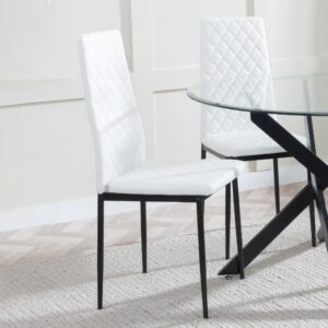 Salvo Dining Chairs Leather and Black Metal Legs
