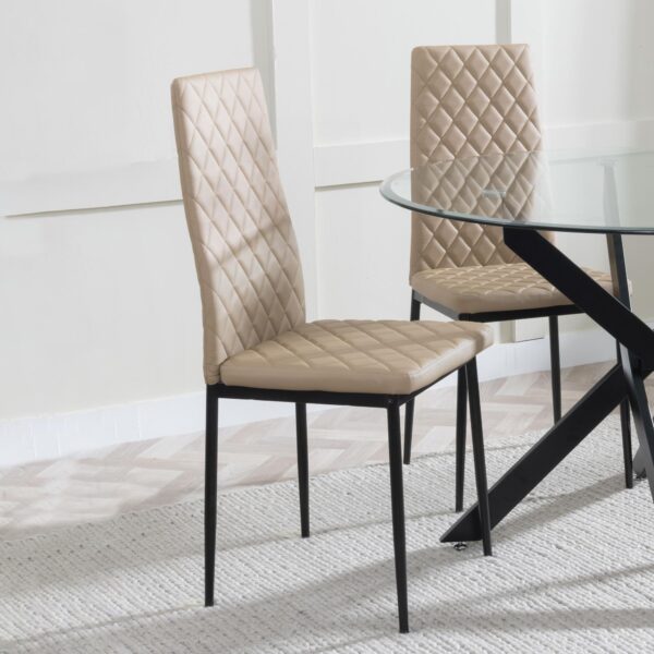 Salvo Dining Chairs Leather and Black Metal Legs - Image 5