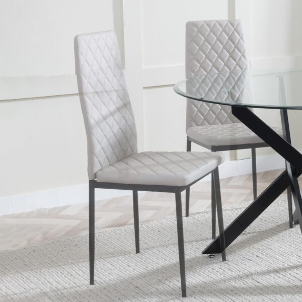Salvo Dining Chairs Leather and Black Metal Legs - Image 6