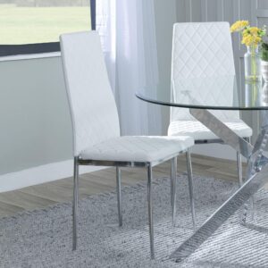 Salvo Dining Chairs in Grey Colour Leather and Chrome Metal Legs