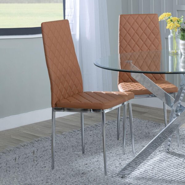 Salvo Dining Chairs in Grey Colour Leather and Chrome Metal Legs - Image 5