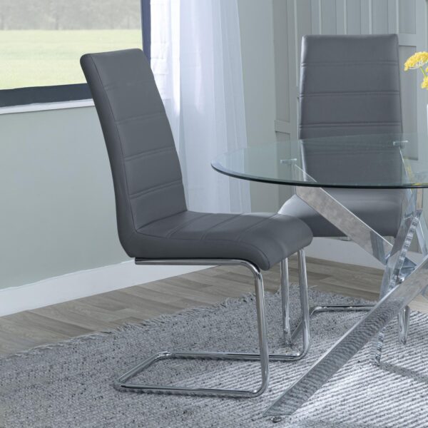 Holm Black Faux Leather Dining Chair and Chrome Cantilever Base - Image 2