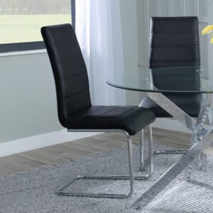 Holm Black Faux Leather Dining Chair and Chrome Cantilever Base