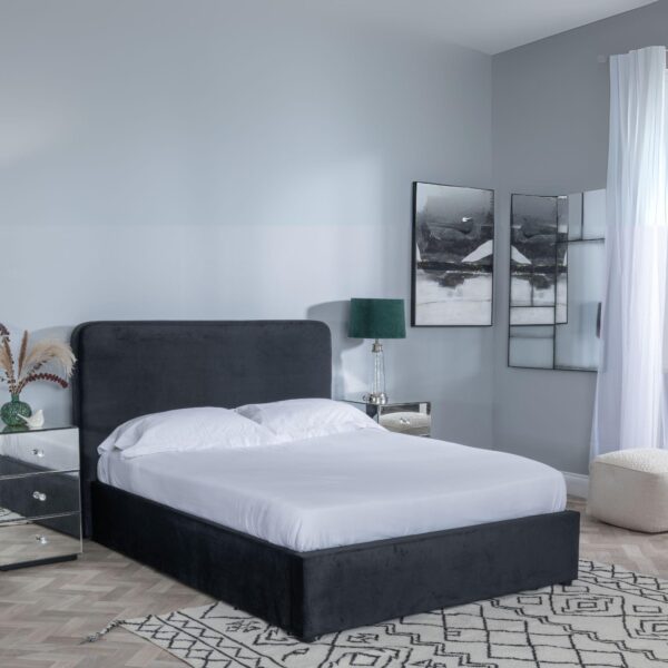 Cameo Black Fabric 4ft 6in Double Ottoman Storage Bed - Image 2