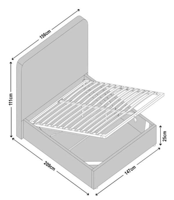 Aspen Boucle Fabric Ottoman Storage Bed - Image 2