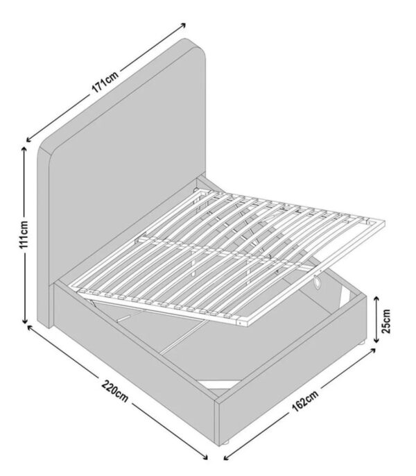 Aspen Boucle Fabric Ottoman Storage Bed - Image 3