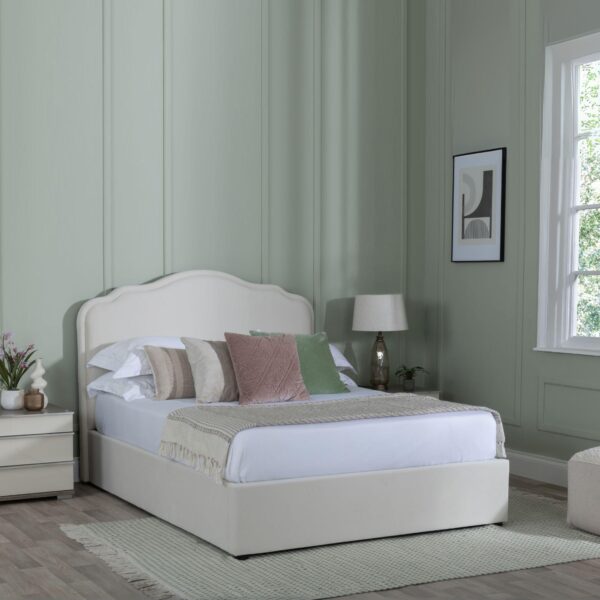 Diaz Beige Fabric 4ft 6in Double Ottoman Storage Bed