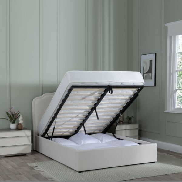 Diaz Beige Fabric 4ft 6in Double Ottoman Storage Bed - Image 2