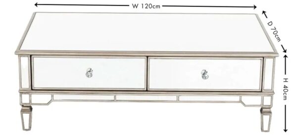 Acorn Mirrored Champagne Trim Coffee Table - Image 3