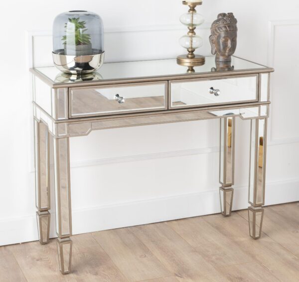 Acorn Mirrored Champagne Trim Console Table