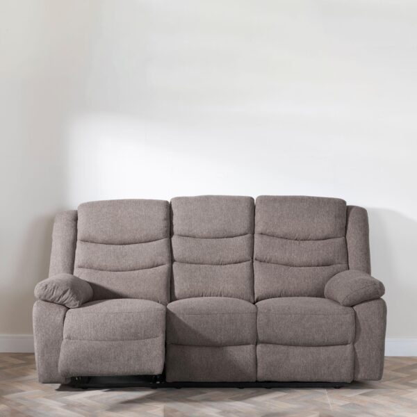 Sydney Brown Fabric 3 Seater Recliner Sofa - Image 2