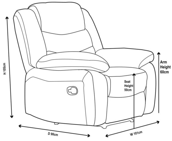 Sydney Brown Fabric 3 Seater Recliner Sofa - Image 7