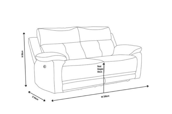 Cadiz Ancona Blue Fabric 2/3 Seater Electric Recliner Sofa - Image 6