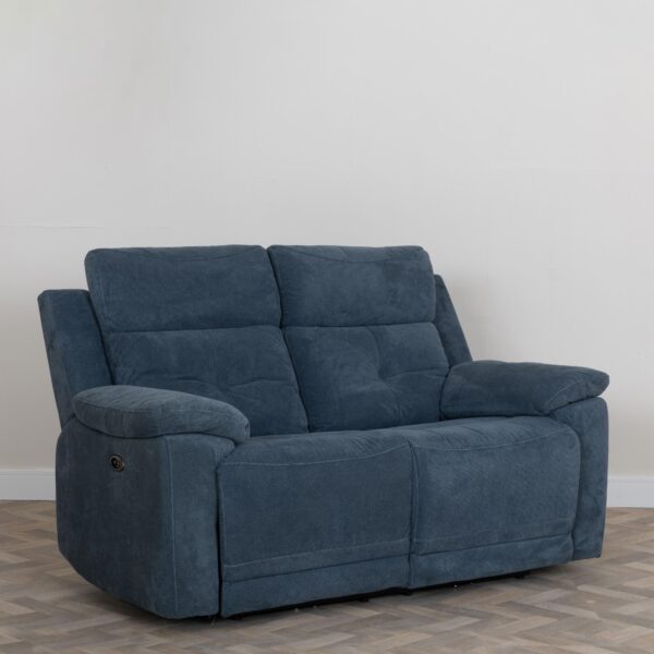Cadiz Ancona Blue Fabric 2/3 Seater Electric Recliner Sofa - Image 5