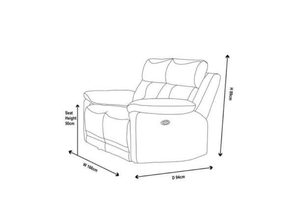 Cadiz Ancona Blue Fabric 2/3 Seater Electric Recliner Sofa - Image 7