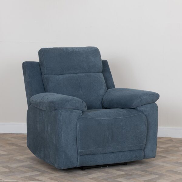 Cadiz Ancona Blue Fabric 2/3 Seater Electric Recliner Sofa - Image 4