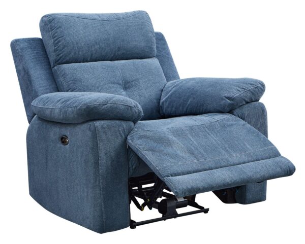 Cadiz Ancona Blue Fabric 2/3 Seater Electric Recliner Sofa - Image 3