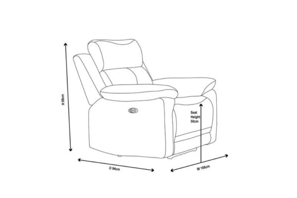 Cadiz Ancona Blue Fabric 2/3 Seater Electric Recliner Sofa - Image 8