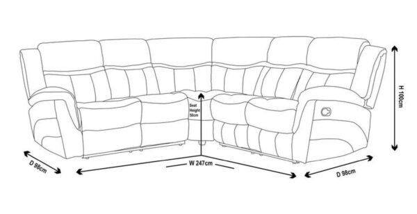 Rowe Denim Blue Leather Look Fabric Recliner Corner Sofa - Image 4