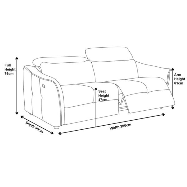 Inca Grey Fabric 2/3 Seater Electric Recliner Sofa And Arm Chair - Image 7