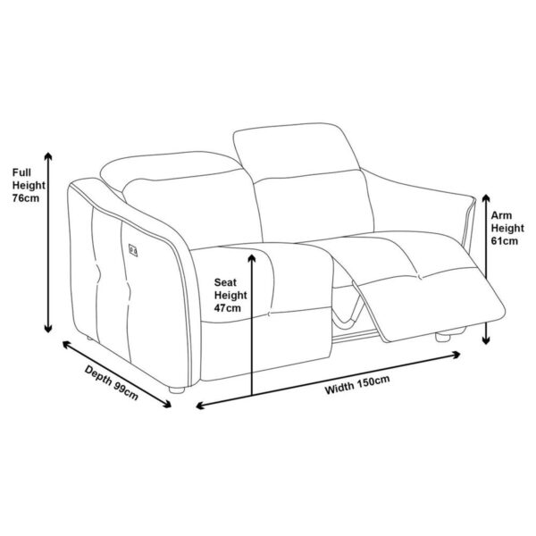 Inca Grey Fabric 2/3 Seater Electric Recliner Sofa And Arm Chair - Image 8