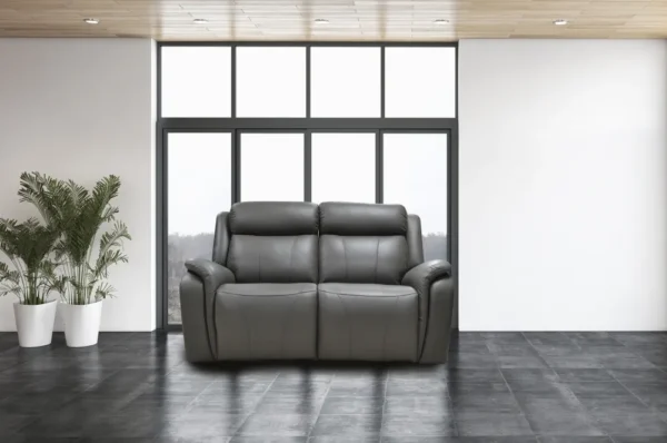 Corbin Pewter Leather Upholstered 2/3 Seater Recliner Sofa And Arm Chair - Image 2