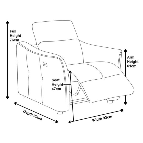 Inca Grey Fabric 2/3 Seater Electric Recliner Sofa And Arm Chair - Image 9