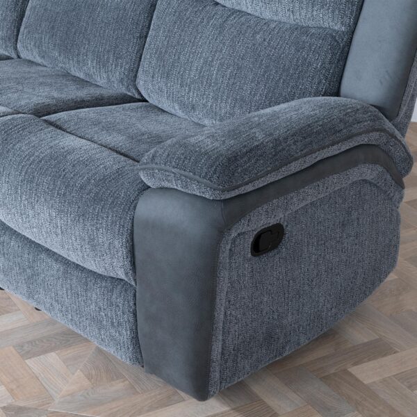 Torino Grey Fabric 2/3 Seater Recliner Sofa And Arm Chair - Image 3