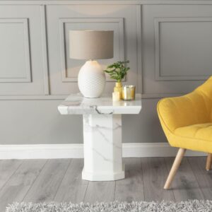 Athens White Marble Side Table