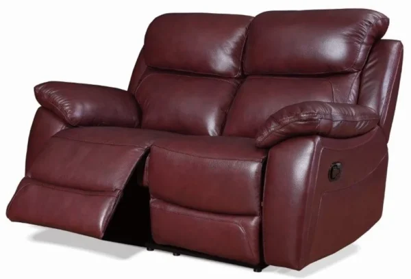 Laketown Burgundy Leather 2/3 Seater Recliner Sofa And Arm Chair - Image 2
