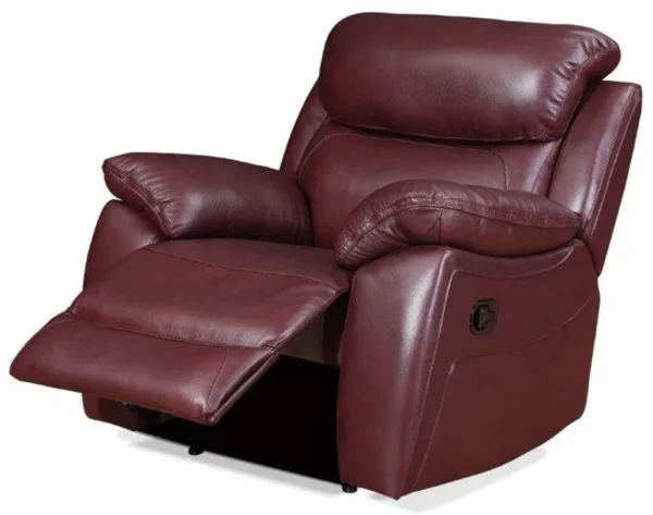 Laketown Burgundy Leather 2/3 Seater Recliner Sofa And Arm Chair - Image 3