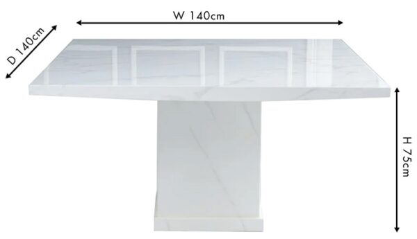 Olympia 140cm Square White Marble Dining Table - 6 Seater - Image 4
