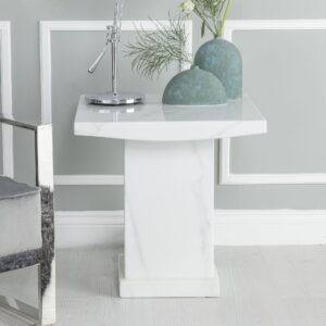 Olympia Square White Marble Lamp Table