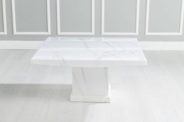 Olympia Square White Marble Coffee Table - Image 2