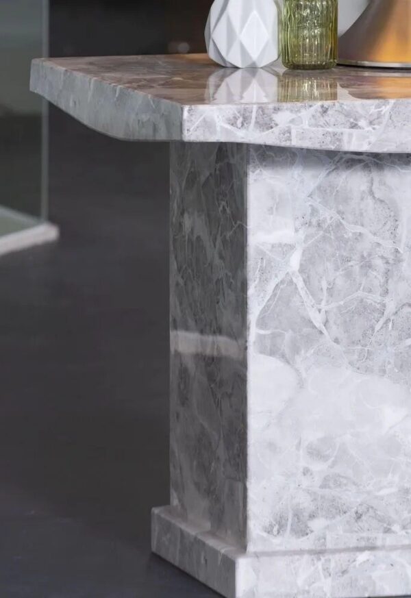 Anza Square Grey Marble Lamp Table - Image 2