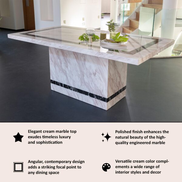 Arzano Cream Marble Dining Table - Image 4