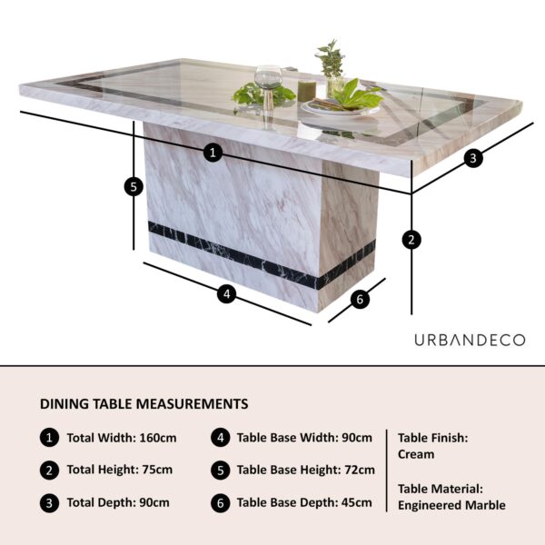 Arzano Cream Marble Dining Table - Image 5